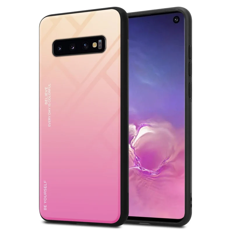 Cadorabo Hülle kompatibel mit Samsung Galaxy S10 4G Zweifarbige Schutzhülle aus Tempered Glas und TPU Silikon