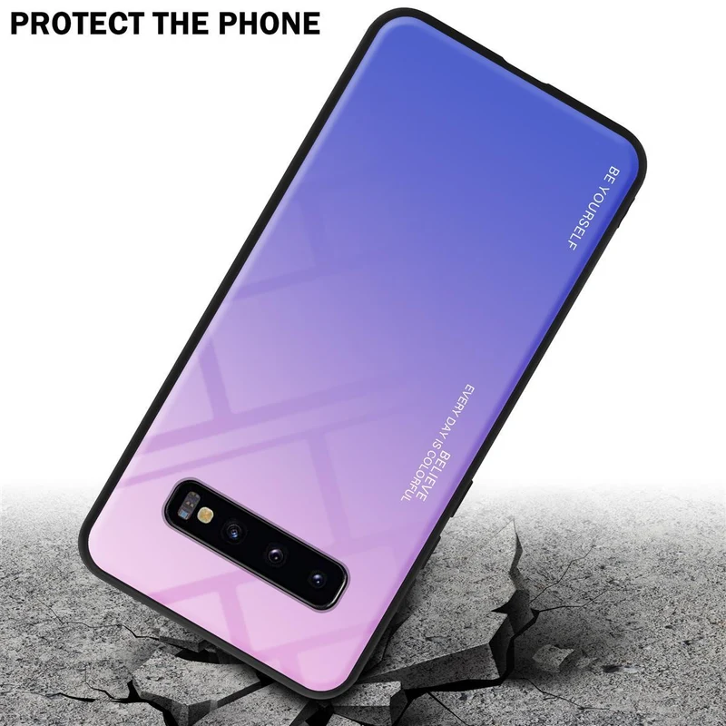 Cadorabo Hülle kompatibel mit Samsung Galaxy S10 4G Zweifarbige Schutzhülle aus Tempered Glas und TPU Silikon