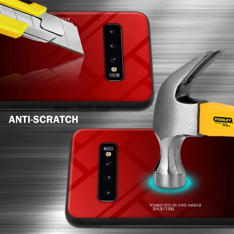 Cadorabo Hülle kompatibel mit Samsung Galaxy S10 4G Zweifarbige Schutzhülle aus Tempered Glas und TPU Silikon