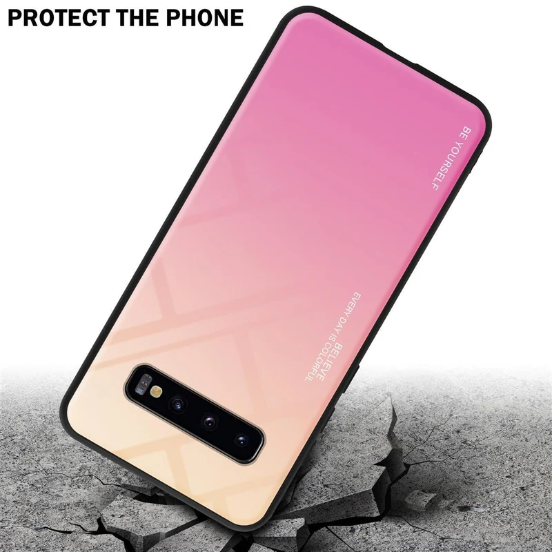 Cadorabo Hülle kompatibel mit Samsung Galaxy S10 4G Zweifarbige Schutzhülle aus Tempered Glas und TPU Silikon