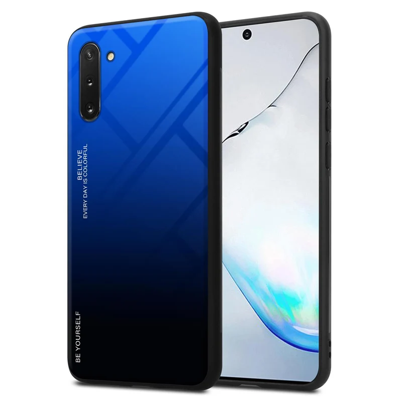 Cadorabo Hülle kompatibel mit Samsung Galaxy NOTE 10 Zweifarbige Schutzhülle aus Tempered Glas und TPU Silikon