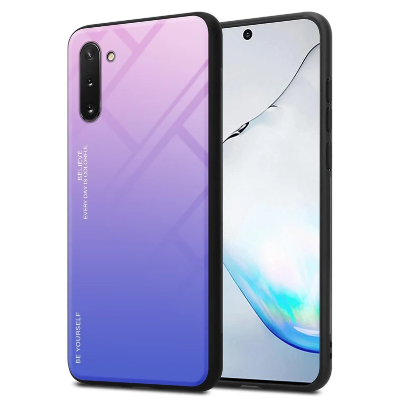 Cadorabo Hülle kompatibel mit Samsung Galaxy NOTE 10 Zweifarbige Schutzhülle aus Tempered Glas und TPU Silikon