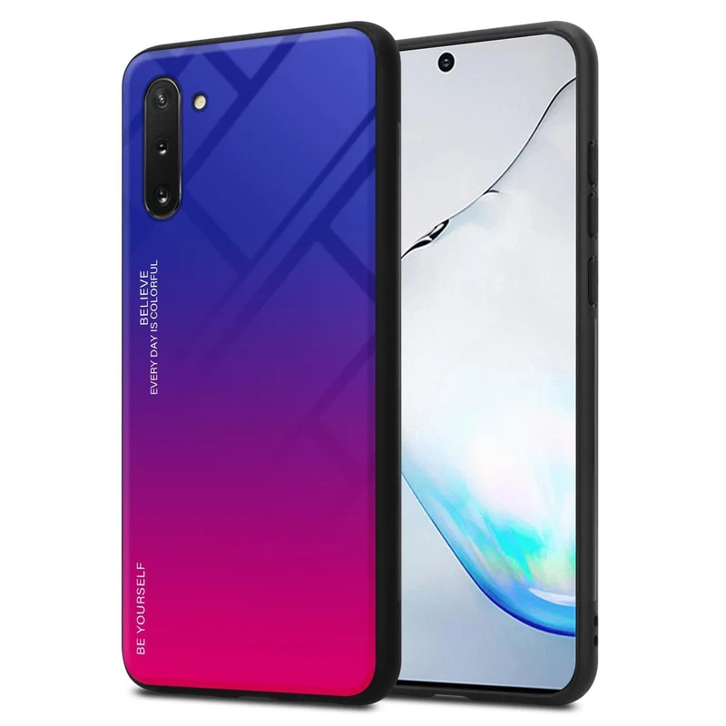 Cadorabo Hülle kompatibel mit Samsung Galaxy NOTE 10 Zweifarbige Schutzhülle aus Tempered Glas und TPU Silikon