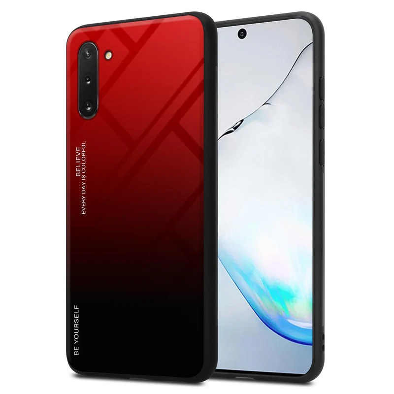 Cadorabo Hülle kompatibel mit Samsung Galaxy NOTE 10 Zweifarbige Schutzhülle aus Tempered Glas und TPU Silikon