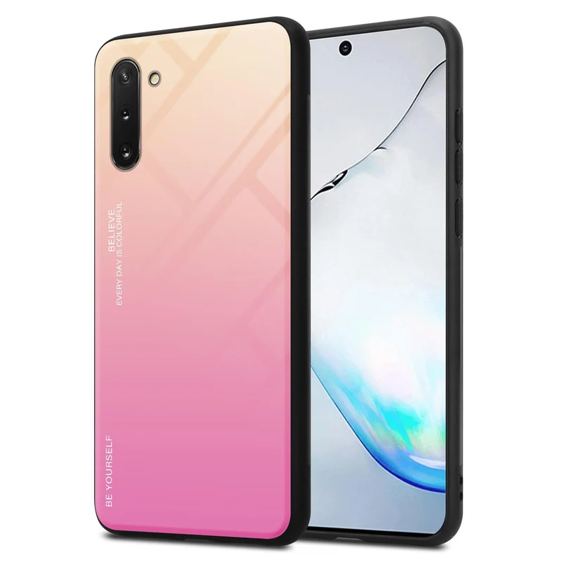 Cadorabo Hülle kompatibel mit Samsung Galaxy NOTE 10 Zweifarbige Schutzhülle aus Tempered Glas und TPU Silikon