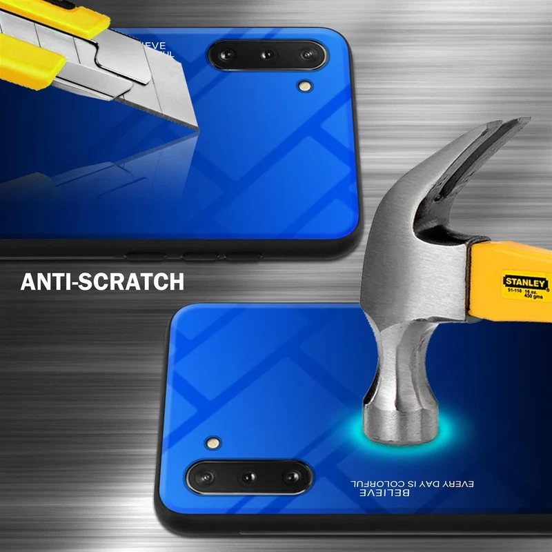 Cadorabo Hülle kompatibel mit Samsung Galaxy NOTE 10 Zweifarbige Schutzhülle aus Tempered Glas und TPU Silikon
