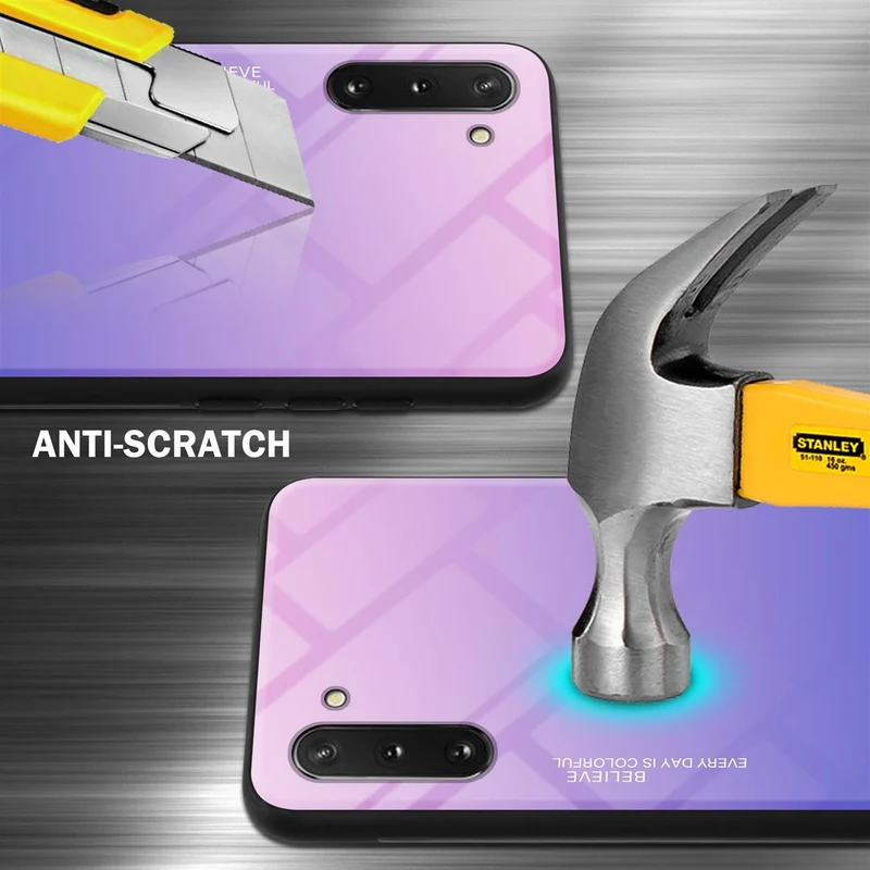 Cadorabo Hülle kompatibel mit Samsung Galaxy NOTE 10 Zweifarbige Schutzhülle aus Tempered Glas und TPU Silikon