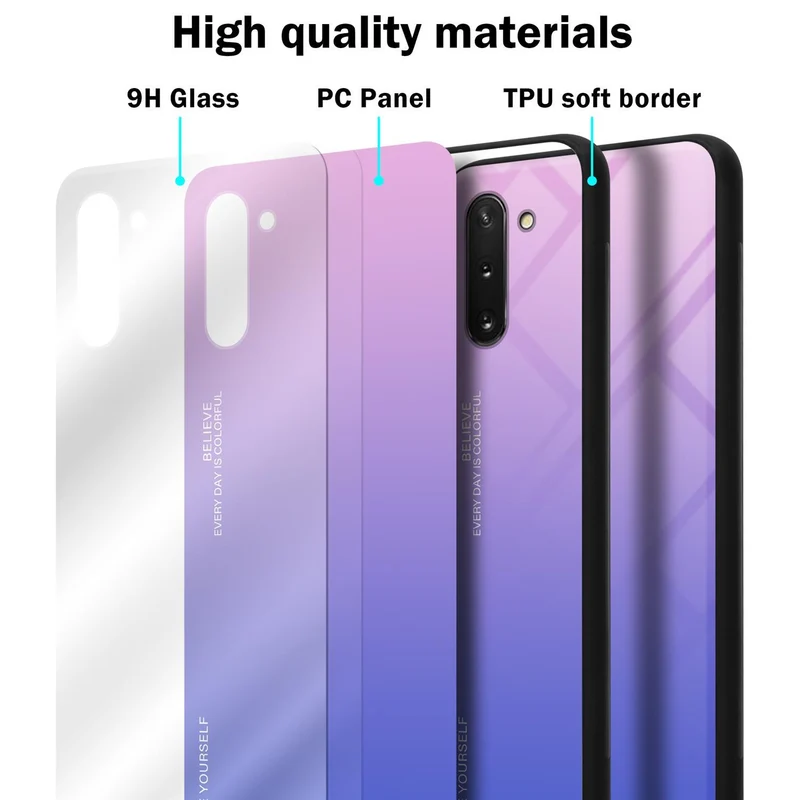 Cadorabo Hülle kompatibel mit Samsung Galaxy NOTE 10 Zweifarbige Schutzhülle aus Tempered Glas und TPU Silikon