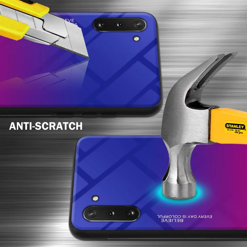Cadorabo Hülle kompatibel mit Samsung Galaxy NOTE 10 Zweifarbige Schutzhülle aus Tempered Glas und TPU Silikon