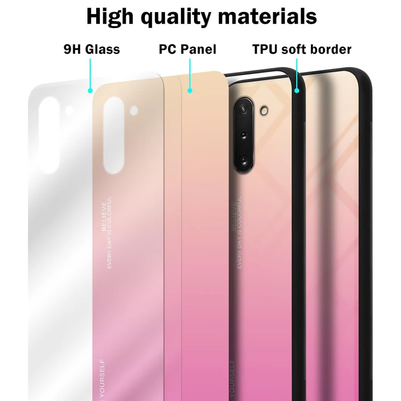 Cadorabo Hülle kompatibel mit Samsung Galaxy NOTE 10 Zweifarbige Schutzhülle aus Tempered Glas und TPU Silikon