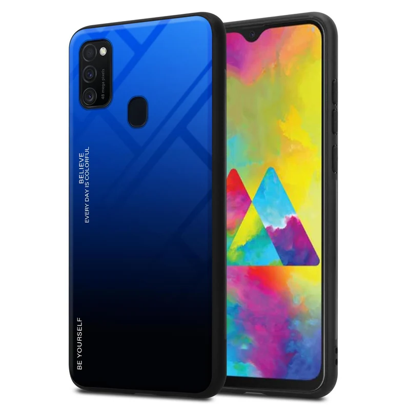Cadorabo Hülle kompatibel mit Samsung Galaxy M21 / M30s Zweifarbige Schutzhülle aus Tempered Glas und TPU Silikon
