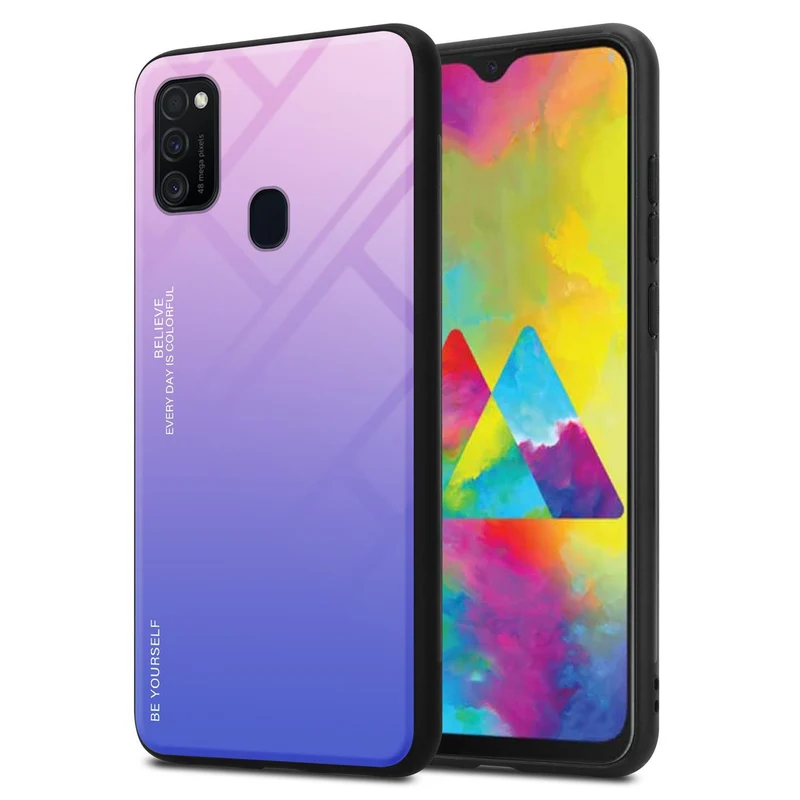 Cadorabo Hülle kompatibel mit Samsung Galaxy M21 / M30s Zweifarbige Schutzhülle aus Tempered Glas und TPU Silikon