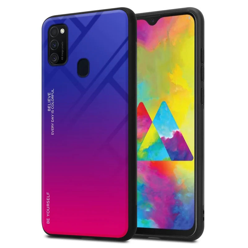 Cadorabo Hülle kompatibel mit Samsung Galaxy M21 / M30s Zweifarbige Schutzhülle aus Tempered Glas und TPU Silikon