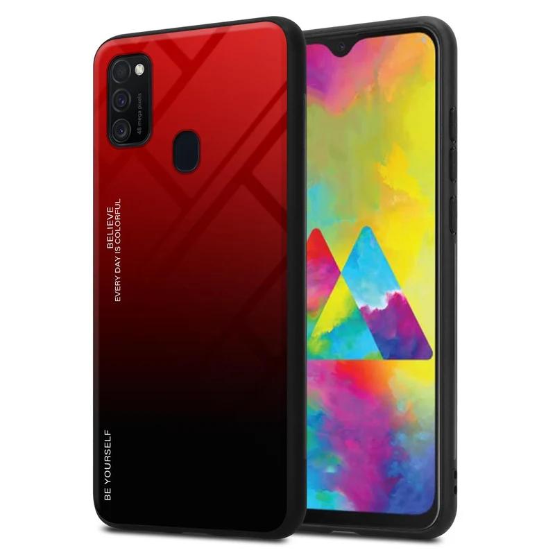 Cadorabo Hülle kompatibel mit Samsung Galaxy M21 / M30s Zweifarbige Schutzhülle aus Tempered Glas und TPU Silikon