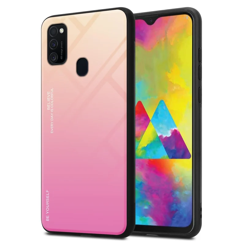 Cadorabo Hülle kompatibel mit Samsung Galaxy M21 / M30s Zweifarbige Schutzhülle aus Tempered Glas und TPU Silikon