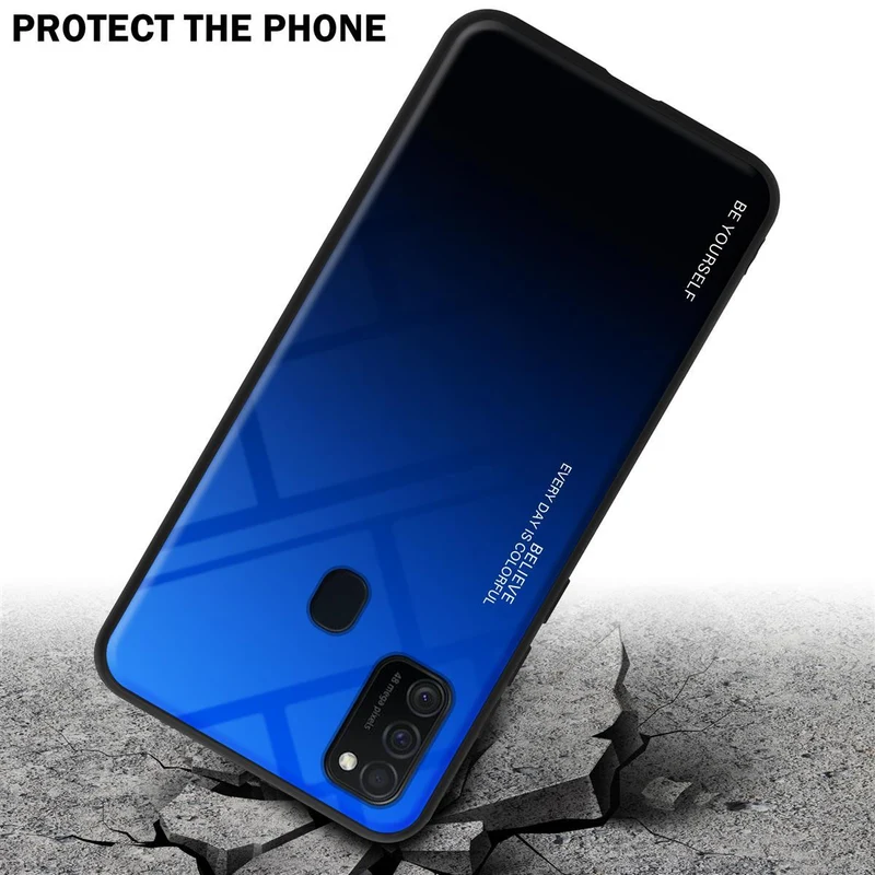 Cadorabo Hülle kompatibel mit Samsung Galaxy M21 / M30s Zweifarbige Schutzhülle aus Tempered Glas und TPU Silikon