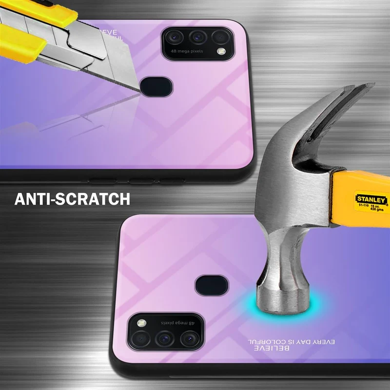 Cadorabo Hülle kompatibel mit Samsung Galaxy M21 / M30s Zweifarbige Schutzhülle aus Tempered Glas und TPU Silikon