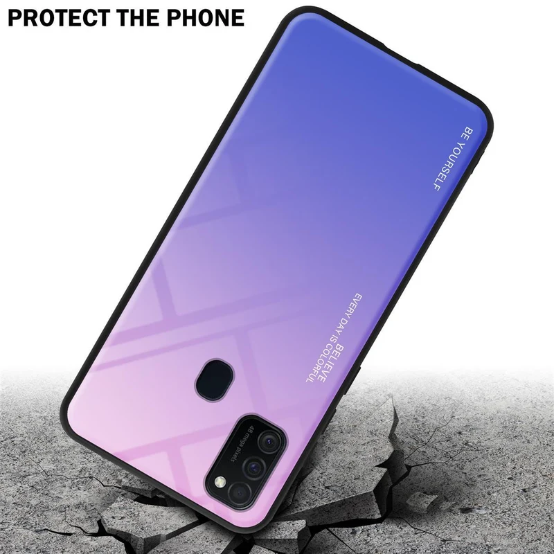 Cadorabo Hülle kompatibel mit Samsung Galaxy M21 / M30s Zweifarbige Schutzhülle aus Tempered Glas und TPU Silikon