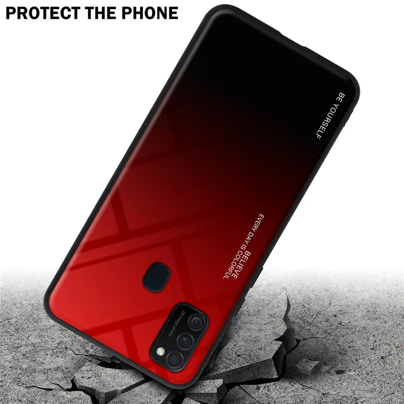 Cadorabo Hülle kompatibel mit Samsung Galaxy M21 / M30s Zweifarbige Schutzhülle aus Tempered Glas und TPU Silikon