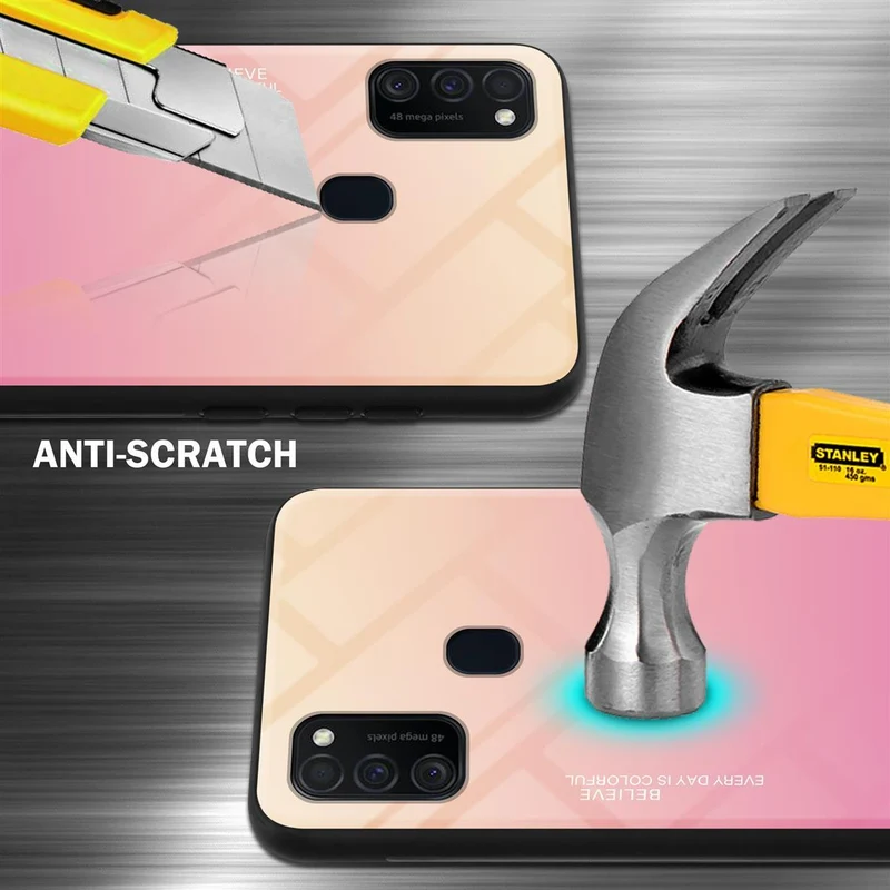 Cadorabo Hülle kompatibel mit Samsung Galaxy M21 / M30s Zweifarbige Schutzhülle aus Tempered Glas und TPU Silikon