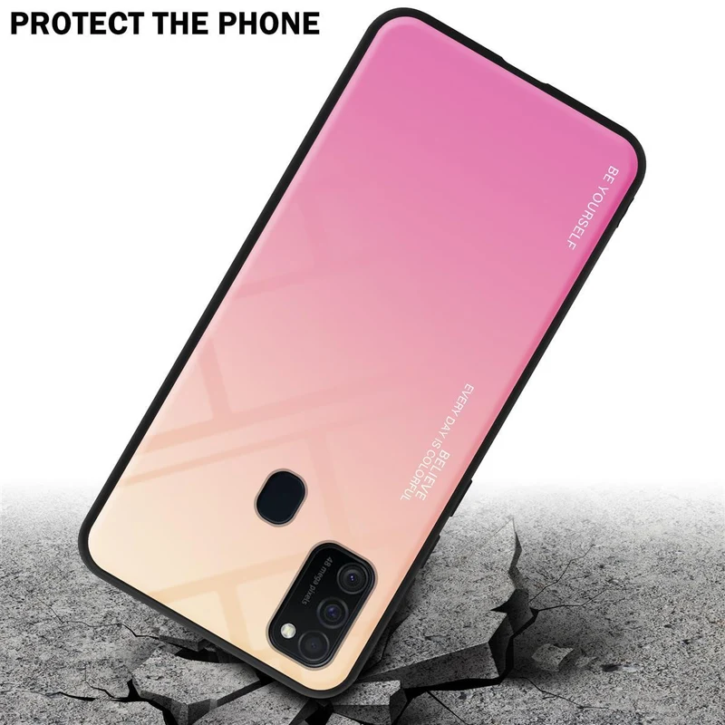 Cadorabo Hülle kompatibel mit Samsung Galaxy M21 / M30s Zweifarbige Schutzhülle aus Tempered Glas und TPU Silikon