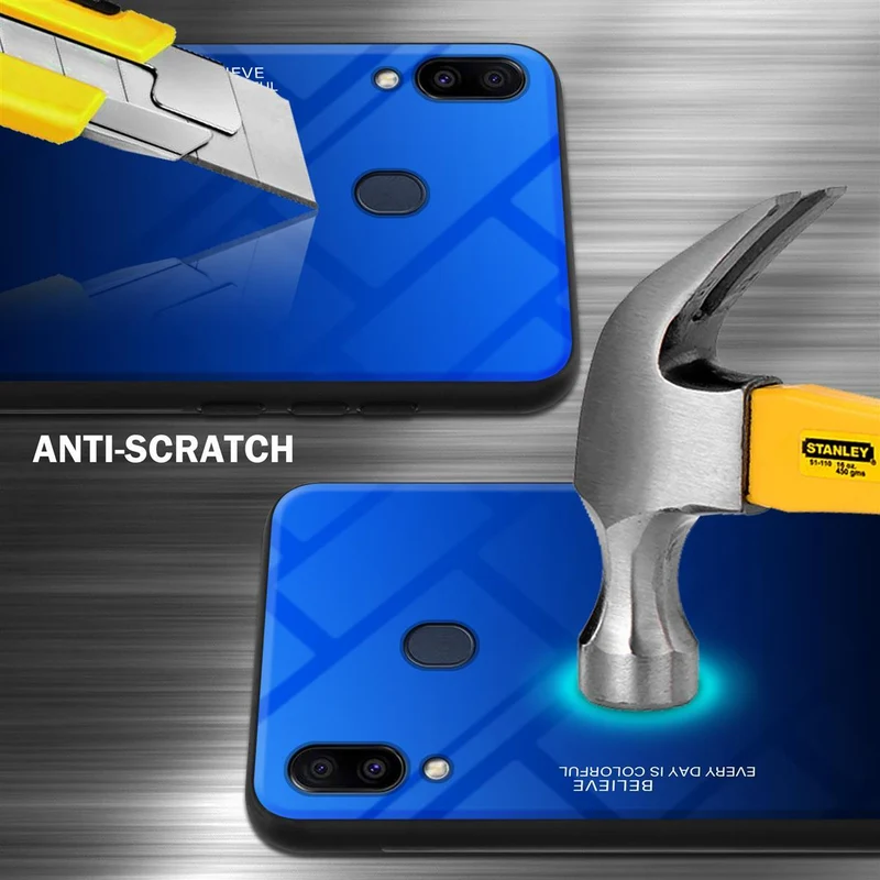 Cadorabo Hülle kompatibel mit Samsung Galaxy M20 Zweifarbige Schutzhülle aus Tempered Glas und TPU Silikon