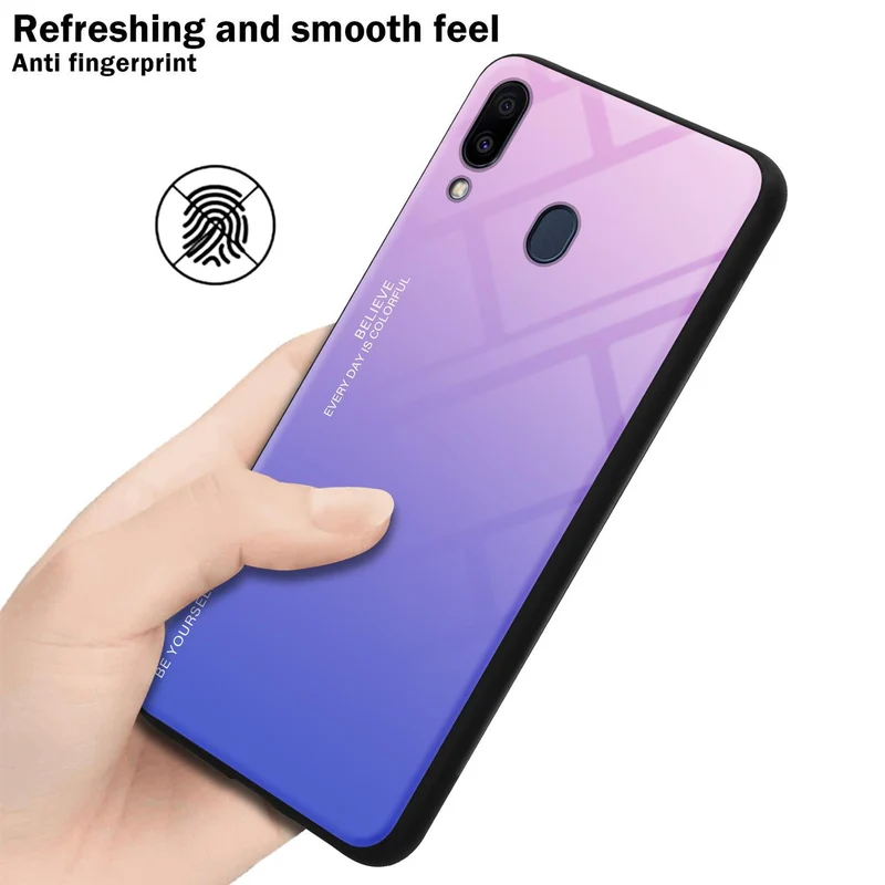 Cadorabo Hülle kompatibel mit Samsung Galaxy M20 Zweifarbige Schutzhülle aus Tempered Glas und TPU Silikon