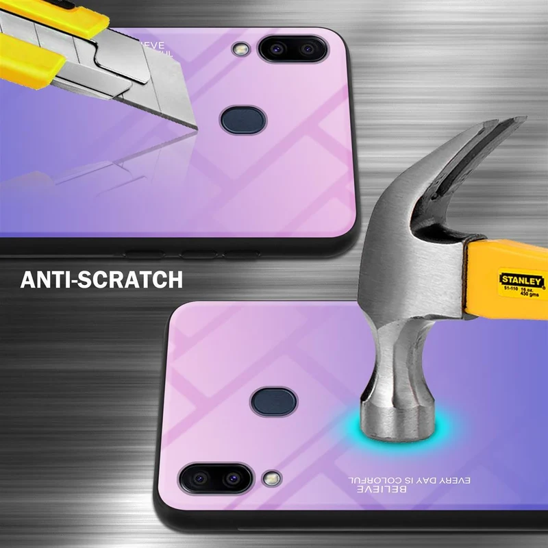 Cadorabo Hülle kompatibel mit Samsung Galaxy M20 Zweifarbige Schutzhülle aus Tempered Glas und TPU Silikon