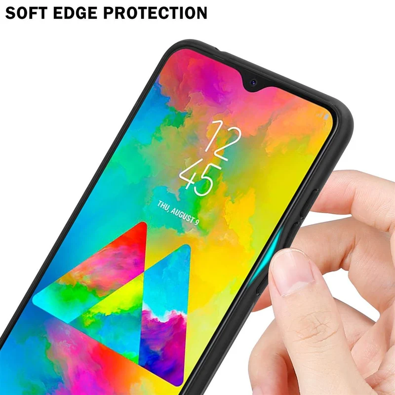 Cadorabo Hülle kompatibel mit Samsung Galaxy M20 Zweifarbige Schutzhülle aus Tempered Glas und TPU Silikon