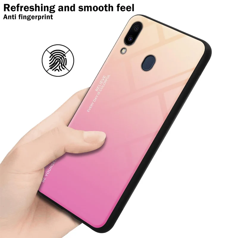 Cadorabo Hülle kompatibel mit Samsung Galaxy M20 Zweifarbige Schutzhülle aus Tempered Glas und TPU Silikon