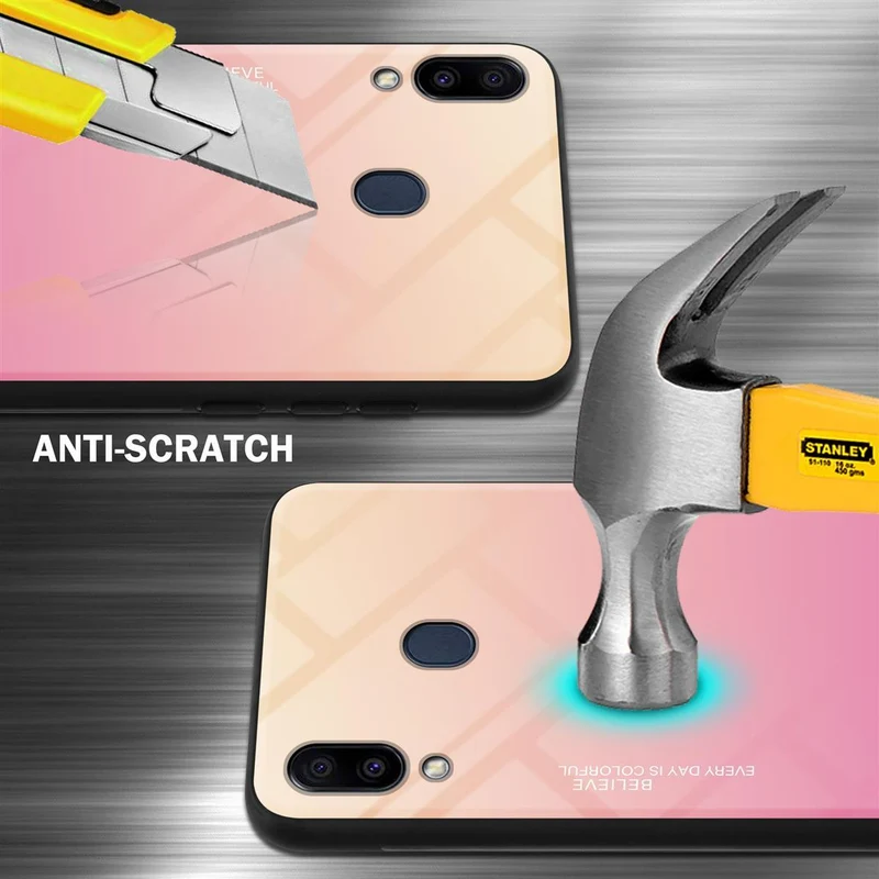Cadorabo Hülle kompatibel mit Samsung Galaxy M20 Zweifarbige Schutzhülle aus Tempered Glas und TPU Silikon