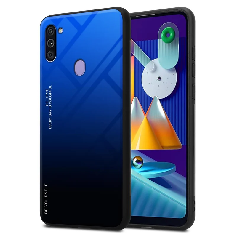 Cadorabo Hülle kompatibel mit Samsung Galaxy A11 / M11 Zweifarbige Schutzhülle aus Tempered Glas und TPU Silikon