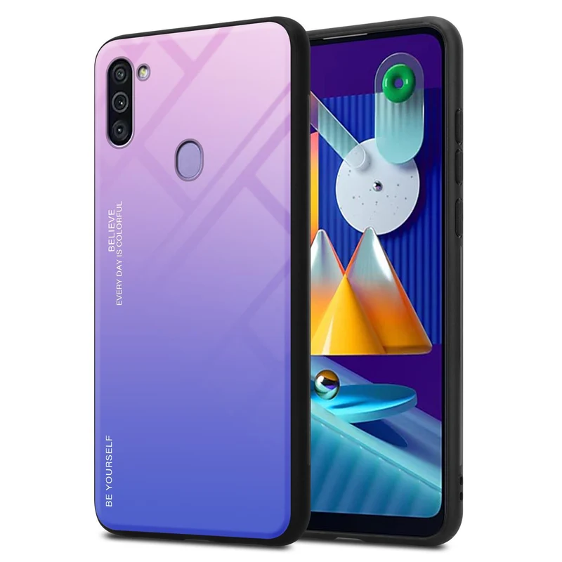 Cadorabo Hülle kompatibel mit Samsung Galaxy A11 / M11 Zweifarbige Schutzhülle aus Tempered Glas und TPU Silikon