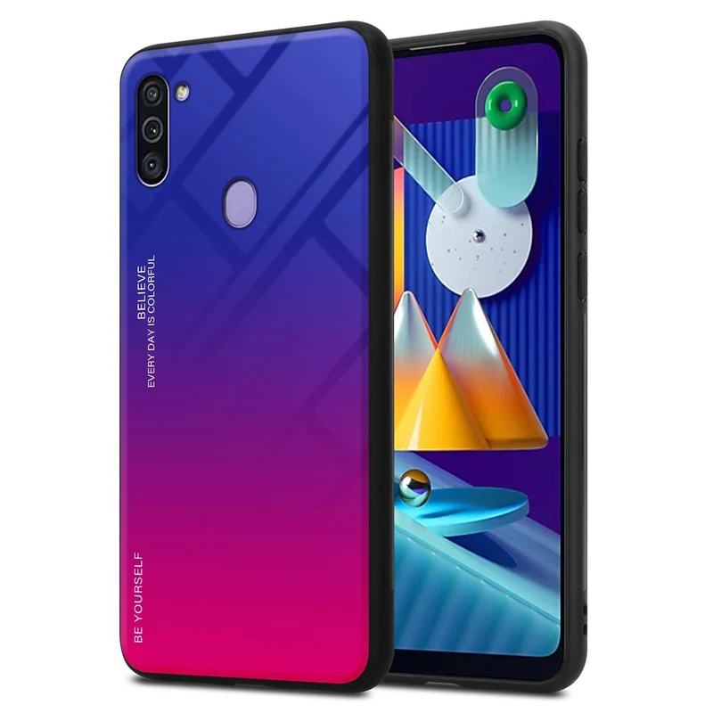 Cadorabo Hülle kompatibel mit Samsung Galaxy A11 / M11 Zweifarbige Schutzhülle aus Tempered Glas und TPU Silikon