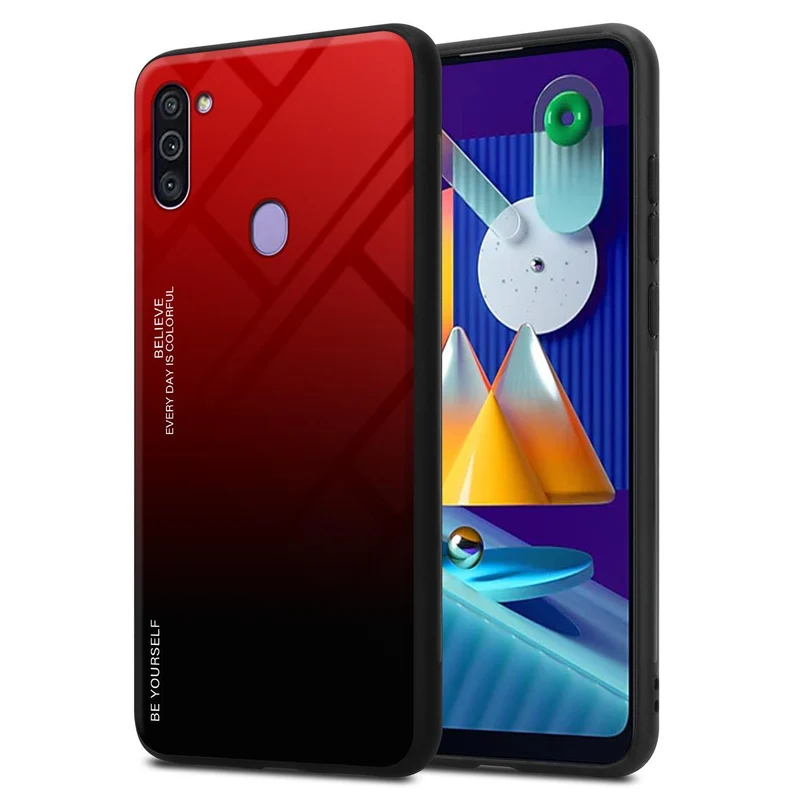 Cadorabo Hülle kompatibel mit Samsung Galaxy A11 / M11 Zweifarbige Schutzhülle aus Tempered Glas und TPU Silikon