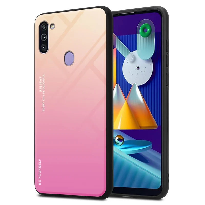 Cadorabo Hülle kompatibel mit Samsung Galaxy A11 / M11 Zweifarbige Schutzhülle aus Tempered Glas und TPU Silikon
