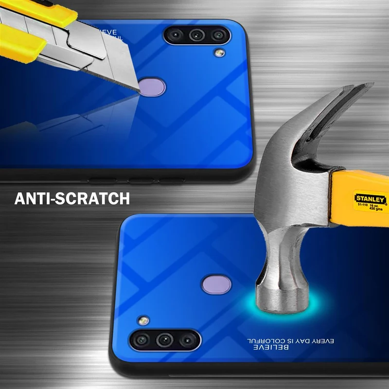Cadorabo Hülle kompatibel mit Samsung Galaxy A11 / M11 Zweifarbige Schutzhülle aus Tempered Glas und TPU Silikon