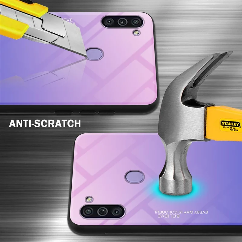 Cadorabo Hülle kompatibel mit Samsung Galaxy A11 / M11 Zweifarbige Schutzhülle aus Tempered Glas und TPU Silikon