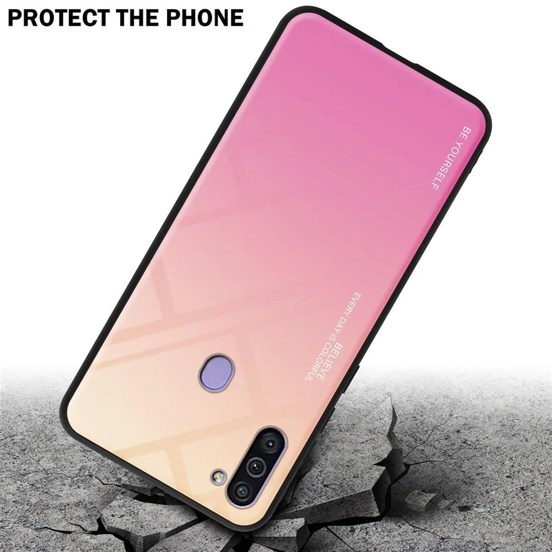 Cadorabo Hülle kompatibel mit Samsung Galaxy A11 / M11 Zweifarbige Schutzhülle aus Tempered Glas und TPU Silikon