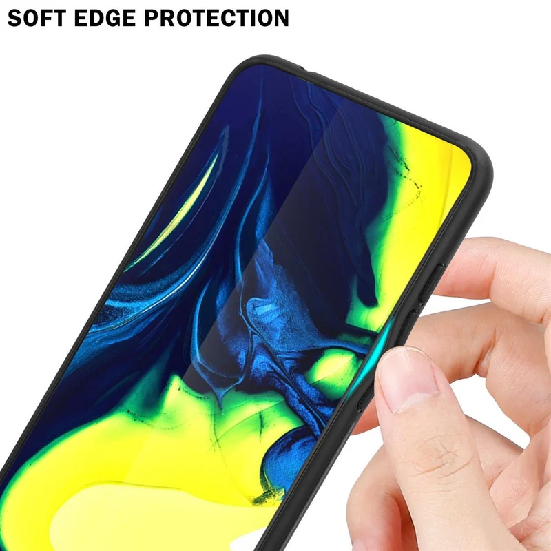 Cadorabo Hülle kompatibel mit Samsung Galaxy A80 / A90 4G Zweifarbige Schutzhülle aus Tempered Glas und TPU Silikon