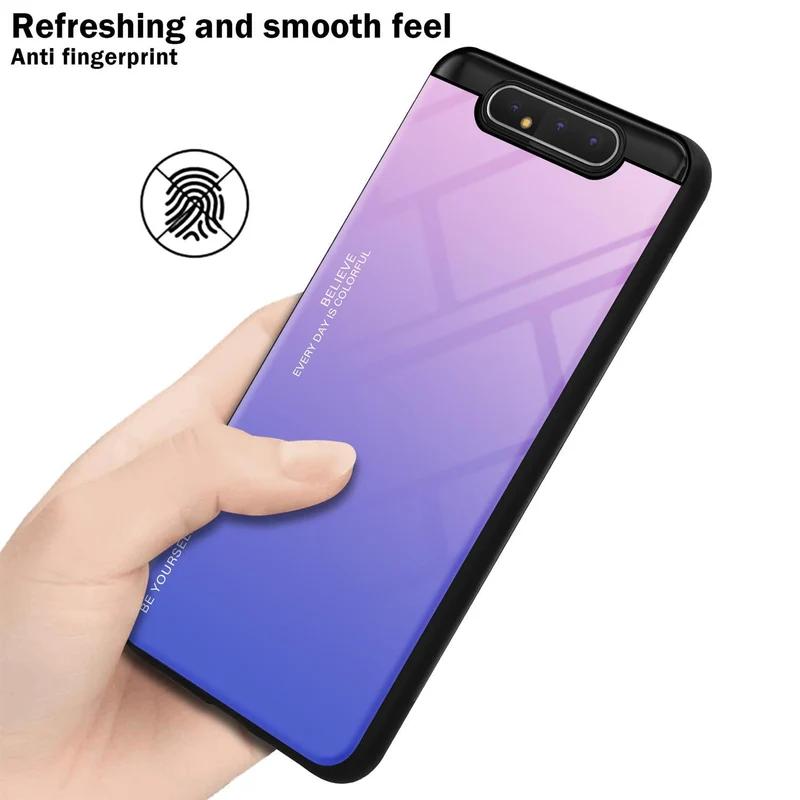 Cadorabo Hülle kompatibel mit Samsung Galaxy A80 / A90 4G Zweifarbige Schutzhülle aus Tempered Glas und TPU Silikon