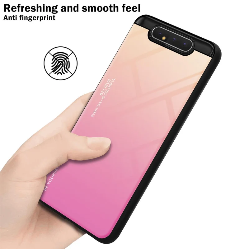 Cadorabo Hülle kompatibel mit Samsung Galaxy A80 / A90 4G Zweifarbige Schutzhülle aus Tempered Glas und TPU Silikon