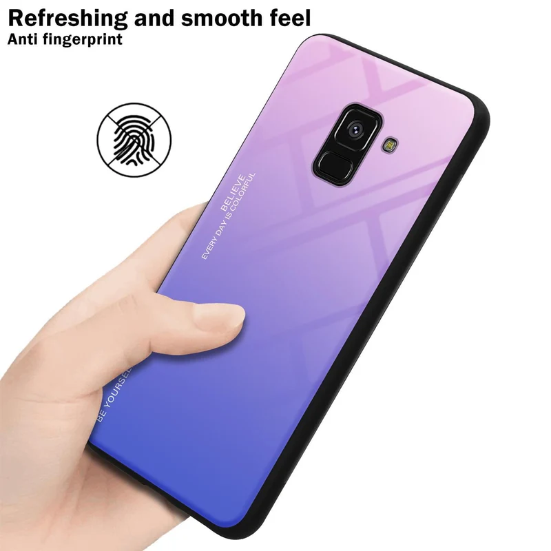 Cadorabo Hülle kompatibel mit Samsung Galaxy A8 2018 Zweifarbige Schutzhülle aus Tempered Glas und TPU Silikon
