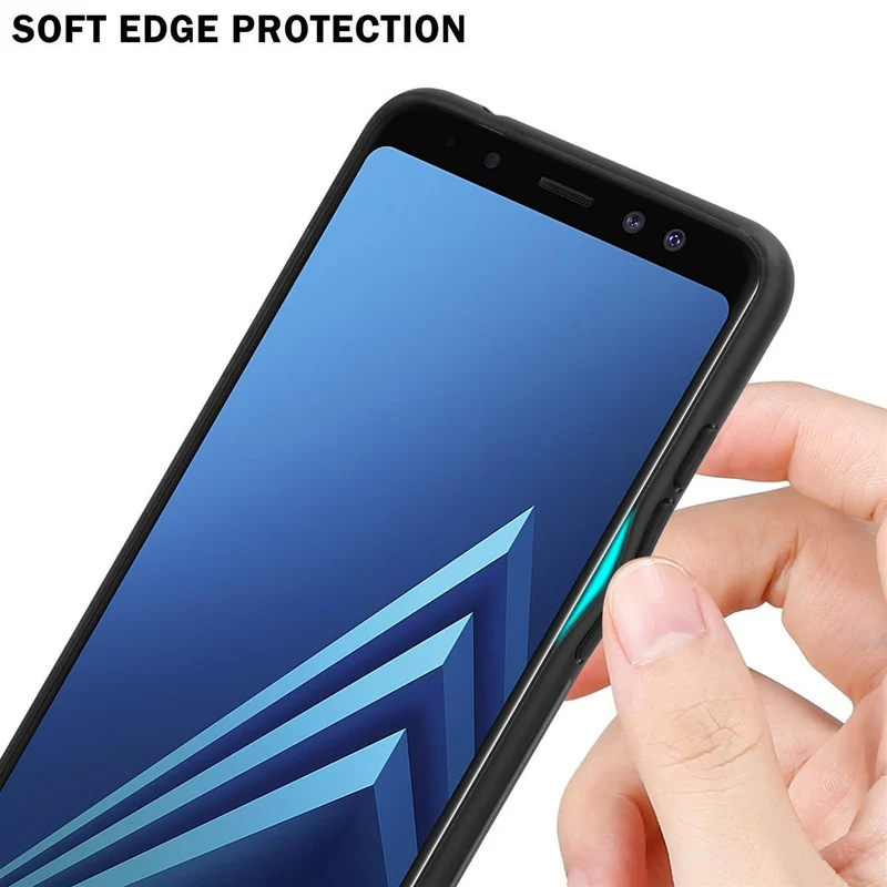 Cadorabo Hülle kompatibel mit Samsung Galaxy A8 2018 Zweifarbige Schutzhülle aus Tempered Glas und TPU Silikon