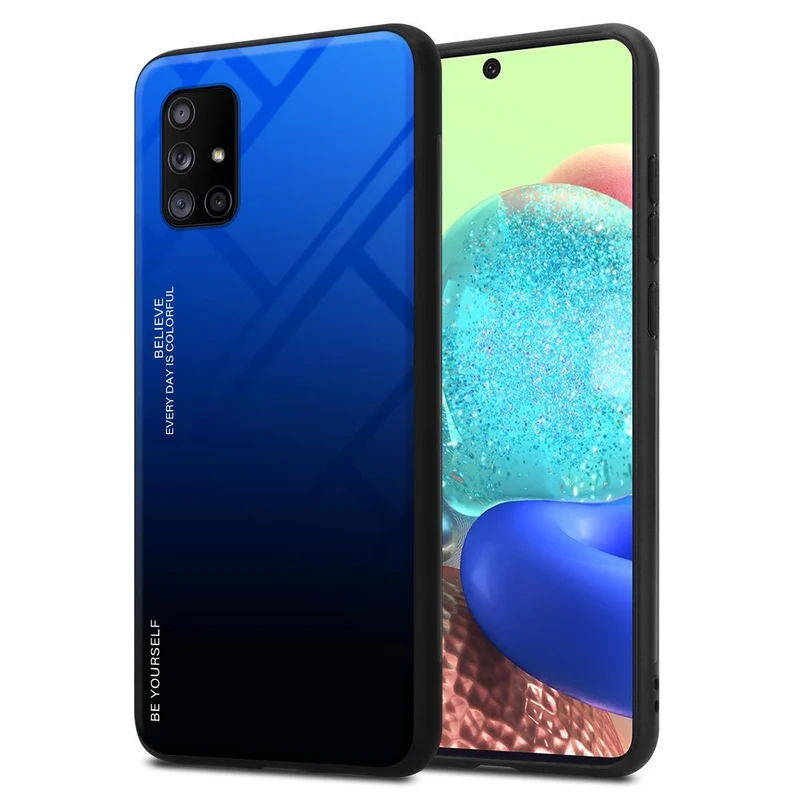 Cadorabo Hülle kompatibel mit Samsung Galaxy A71 5G Zweifarbige Schutzhülle aus Tempered Glas und TPU Silikon