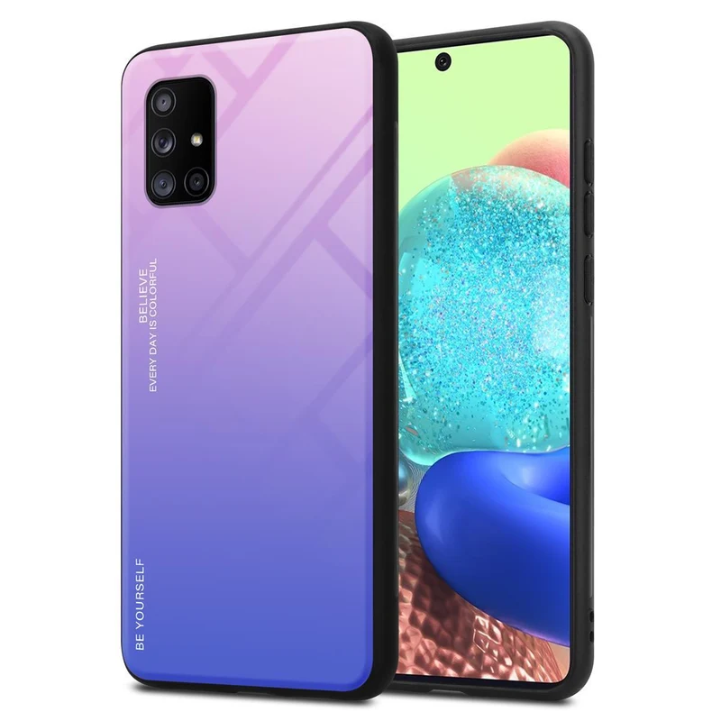 Cadorabo Hülle kompatibel mit Samsung Galaxy A71 5G Zweifarbige Schutzhülle aus Tempered Glas und TPU Silikon