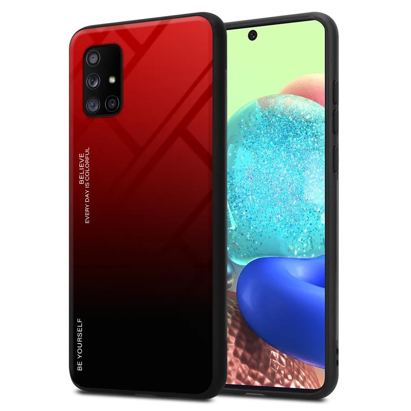 Cadorabo Hülle kompatibel mit Samsung Galaxy A71 5G Zweifarbige Schutzhülle aus Tempered Glas und TPU Silikon
