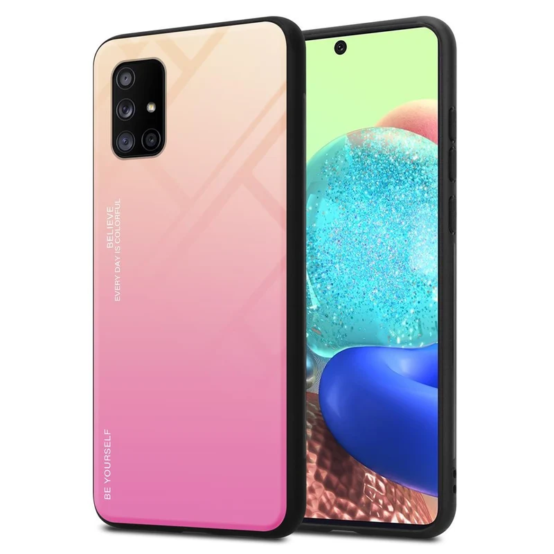 Cadorabo Hülle kompatibel mit Samsung Galaxy A71 5G Zweifarbige Schutzhülle aus Tempered Glas und TPU Silikon