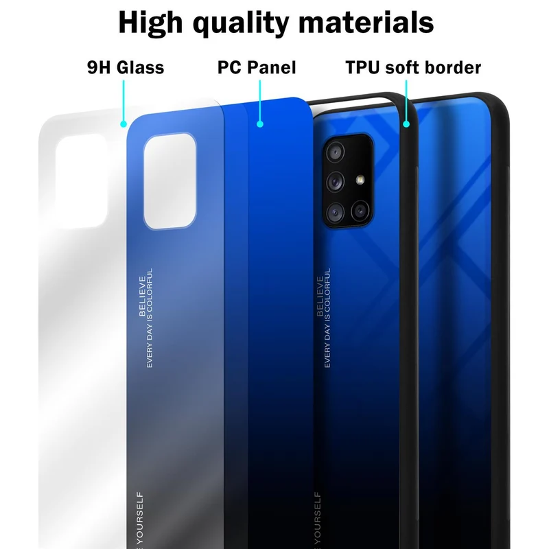 Cadorabo Hülle kompatibel mit Samsung Galaxy A71 5G Zweifarbige Schutzhülle aus Tempered Glas und TPU Silikon