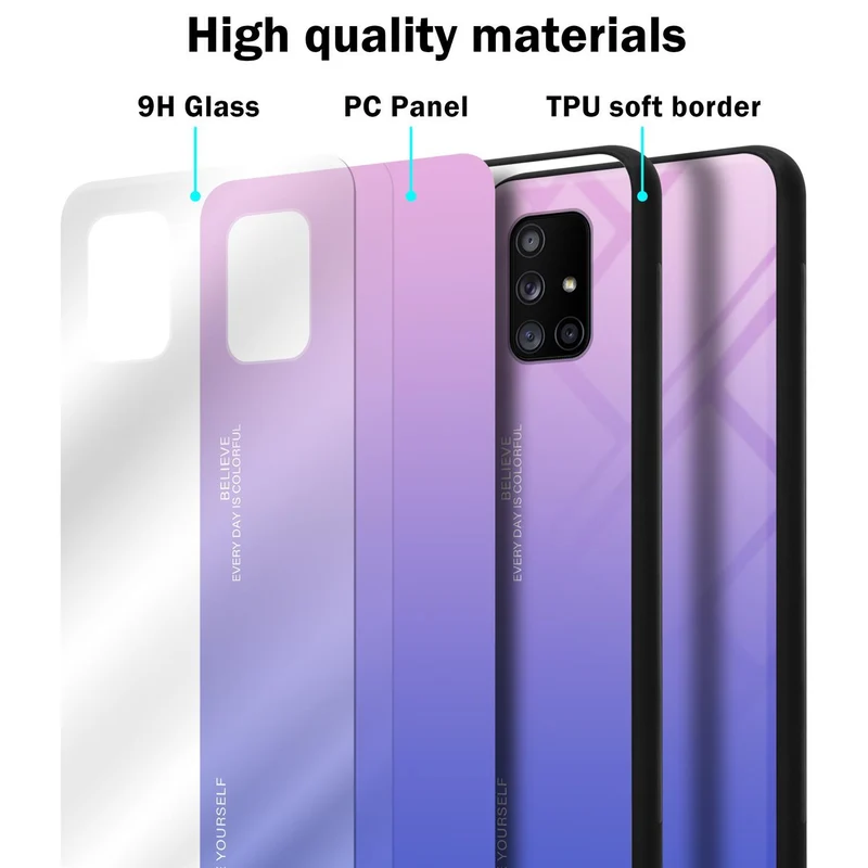 Cadorabo Hülle kompatibel mit Samsung Galaxy A71 5G Zweifarbige Schutzhülle aus Tempered Glas und TPU Silikon